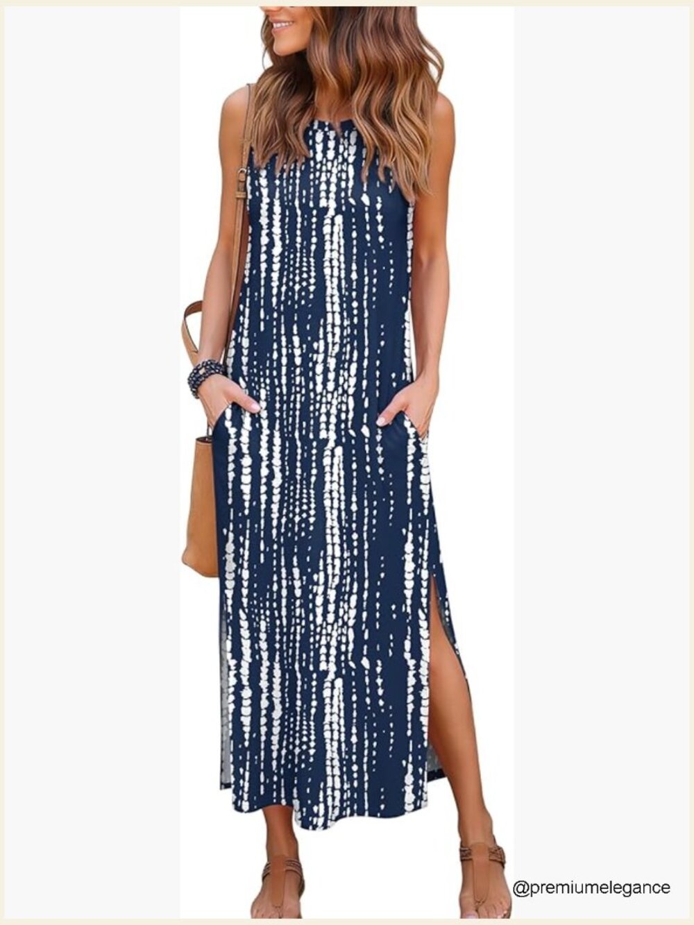 Maxi Dress with Pockets Side Slit Casual Summer Elegant Loose Fit